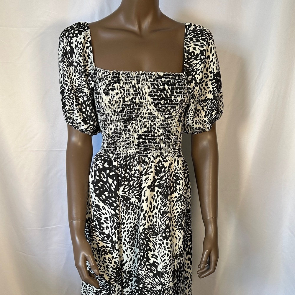 RESA Smocked Black and White Women's Dress with Slits
